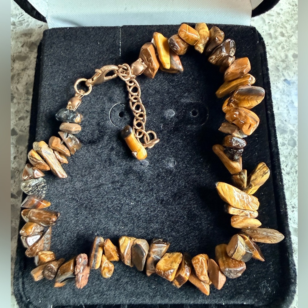 Authentic Natural Tiger Eye Stone Bracelet, Earthy Tones, Lobster Clasp
